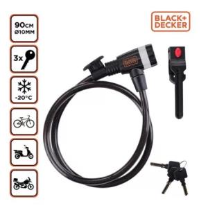 Black&Decker Kerékpár zár kábel Ø10x900, 250g, 3 kulcs